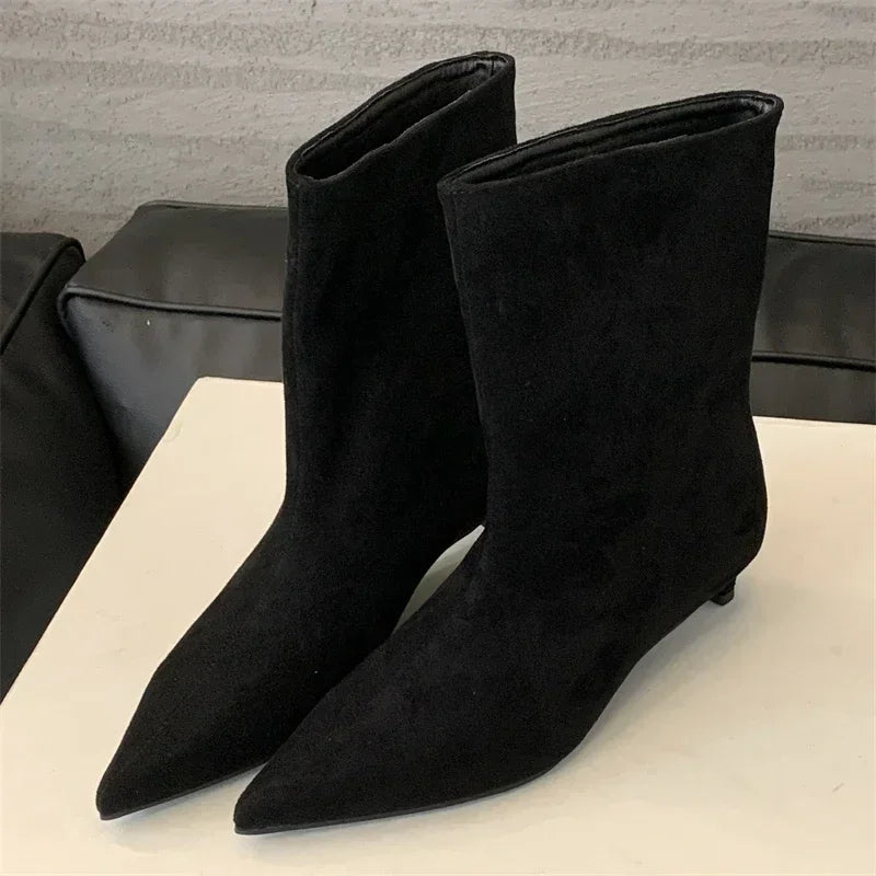 Manufacturer   Aneikeh Autumn Fashion High Quality Pointed Toe Vintage Ankle Boots Sexy Thin Low Heel Women Warm Knight Slip On Party Shoes   boots
