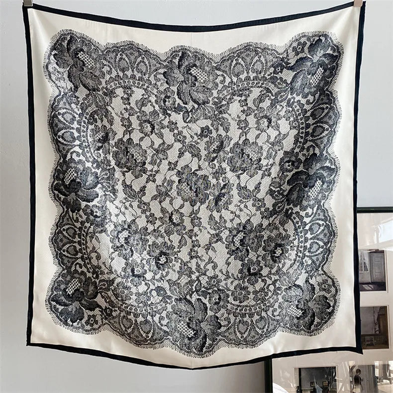 88cm Luxury Brand Twill Silk Scarf Women Bandana Square Scarf Design Kerchief Scarves For Ladies Fashion Shawl Echarpe