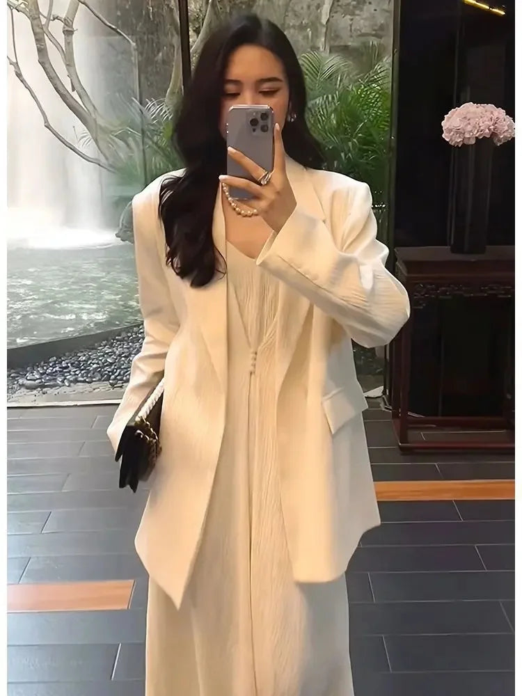 Plus Size Plus Size Women's Clothing Set Long Dress Suit Jacket Slimming 2-Piece Set For Spring And Autumn Large Size Fashion  suits
