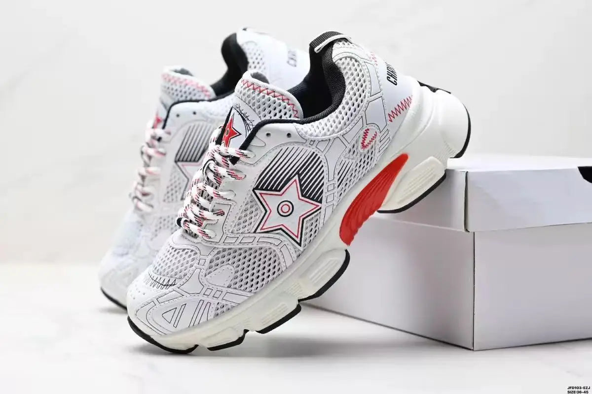 Manufacturer   D Home Mesh Upper Running Shoes Thick Bottom Dad Sneakers Unisex Lace up Sports Couple Shoes Anti Slip Wear Resistant Rubber...    Sneakers