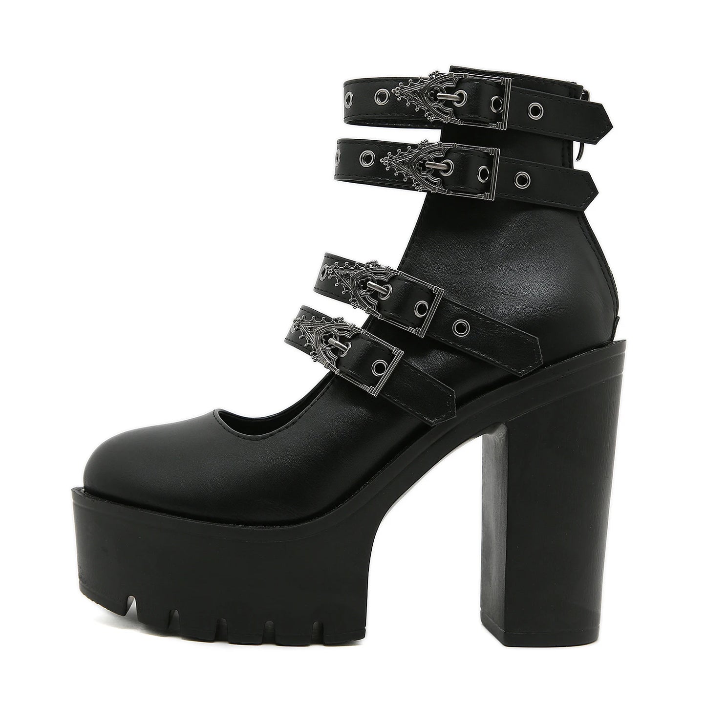Manufacturer   Gdgydh Goth Style Women Block Heels for Halloween Fashion Buckle Strap Dress Pumps Platform Mary Jane Shoes Stylish Back Zipper   Pumps