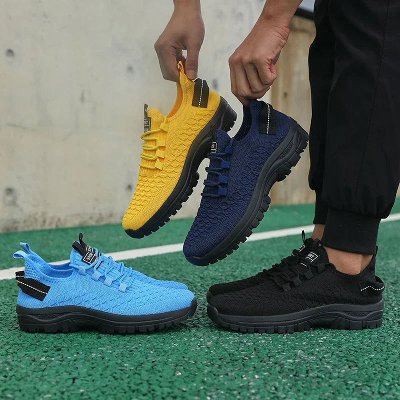 Manufacturer   Men's Bright Yellow Outdoor Sneakers Breathable Mesh Construction Shock Absorbing Sports Shoes Stylish Trendy Adventure Footwear    Sneakers