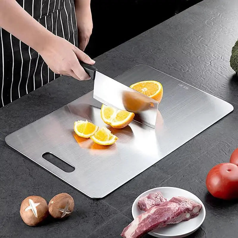 Manufacturer      New Stainless steel cutting board, heavy-duty double-sided cutting board, suitable for meat, vegetables, fruits, durable     Kitchen gadgets
