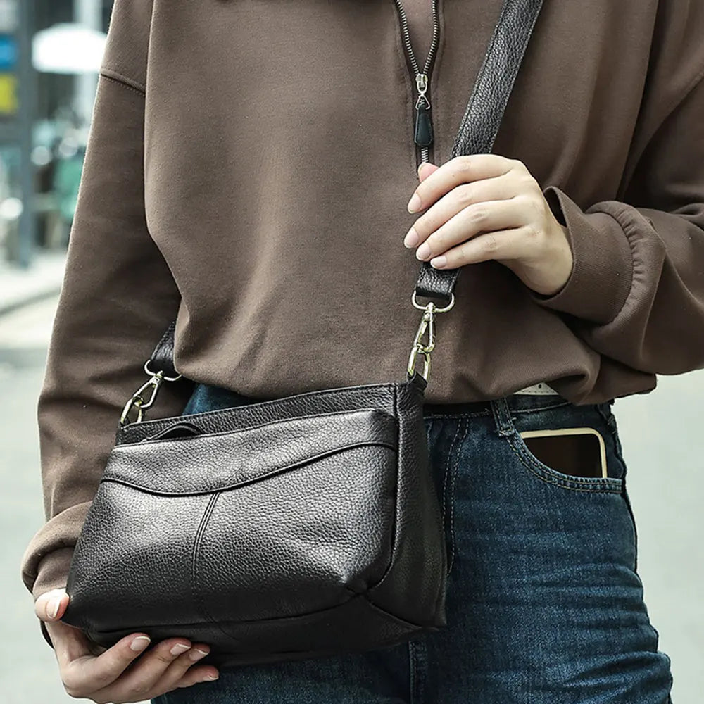 Genuine Leather Women's Bag Luxury High Quality Women Crossbody Bag Trendy Designer Cowhide Female Shoulder Bags 7651