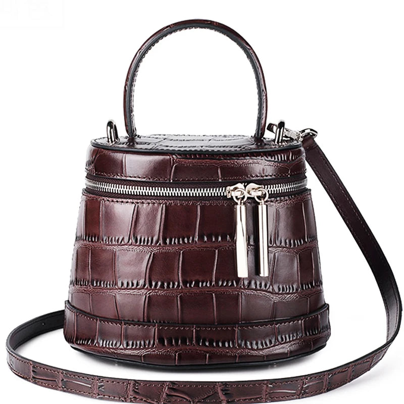 genuine leather crossbody bags for woman shoulder bags designer luxury Casual Bucket Bag Ladies High Quality Handbag Women