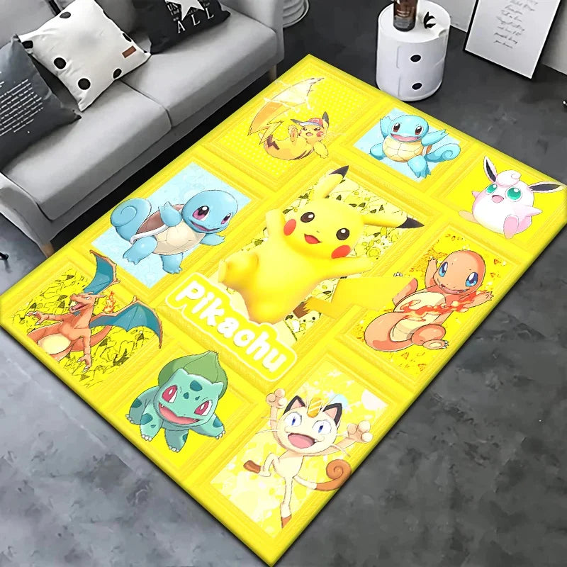 Pokemon Pikachu Cartoon Carpet Rug for Living Room Bedroom Decoration Picnic Camp Kitchen Carpet Crawling Carpet Decoration