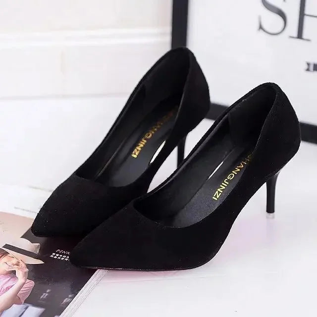 Manufacturer  Large Size Ladies Casual Office Shoes Fashion Pure Color Low Cut High Heels New Style Rubber Upgraded Version   Pumps