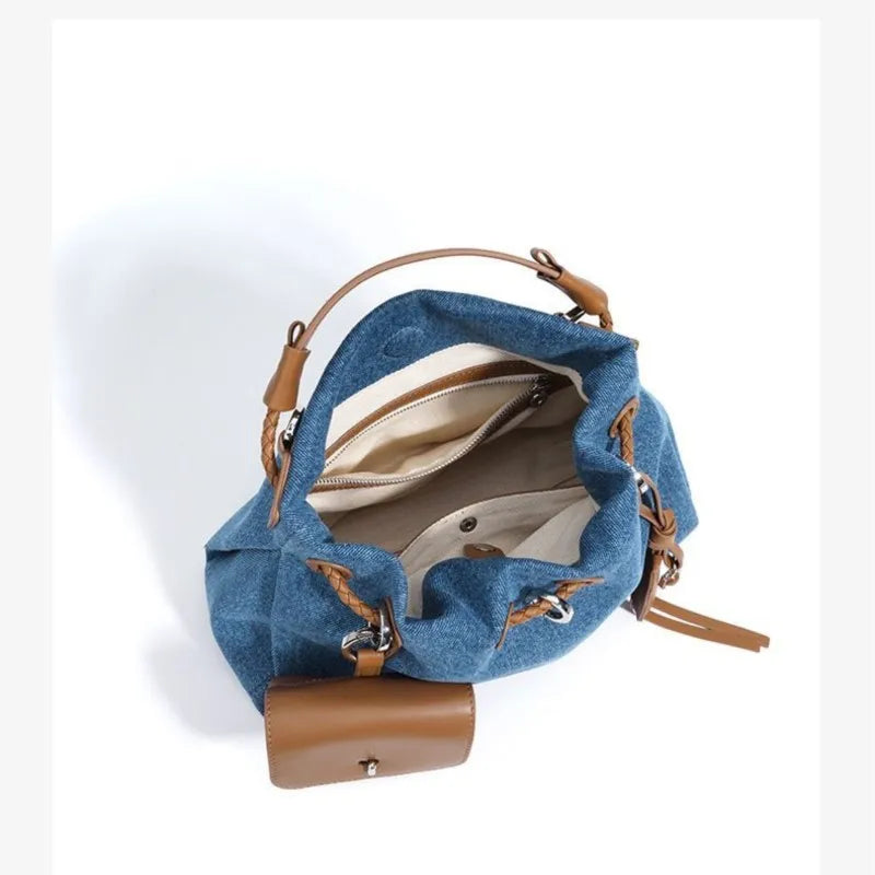 JIAERDI High Street Denim Bucket Bag Purse Women Retro Handle Luxury Design Casual Crossbody Bags Female Retro Messenger Bag Y2k