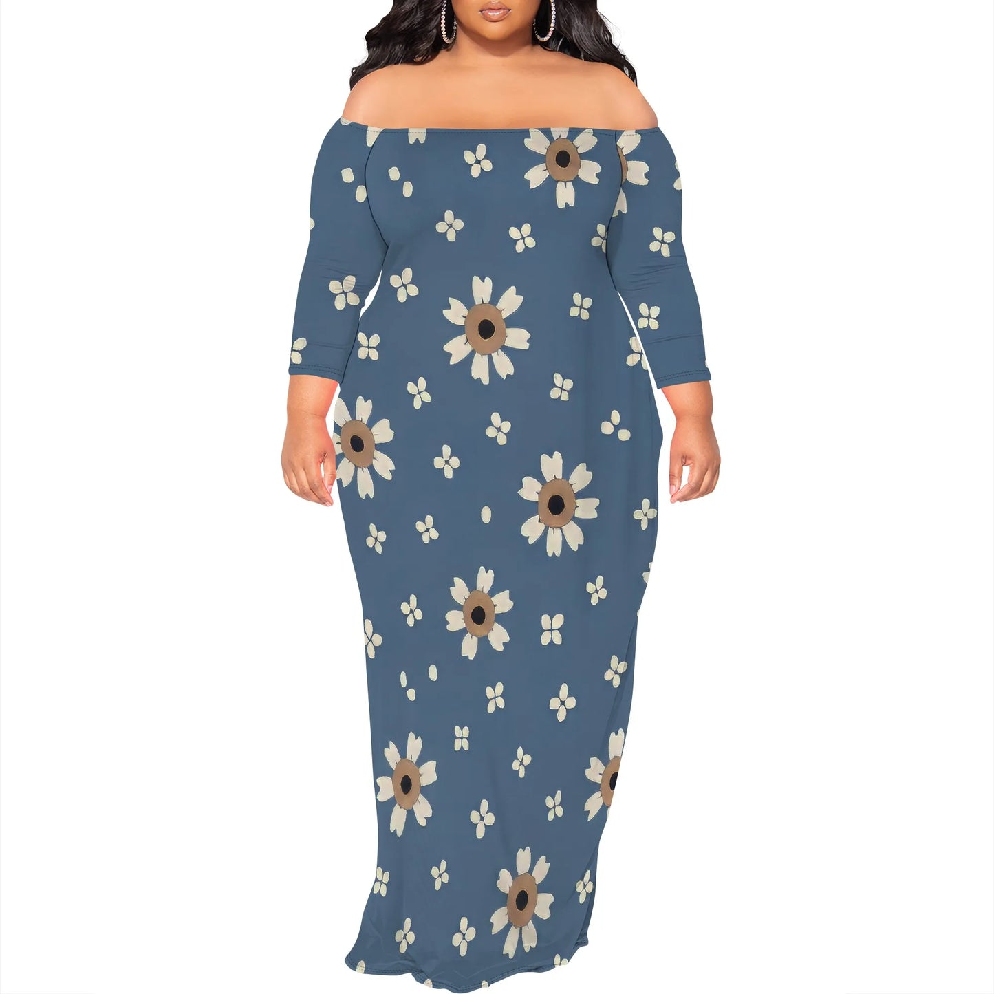 Maxi Dress for Women V Neck Casual 3/4 Sleeve Wrap Sexy Long Dresses Floral with Belt