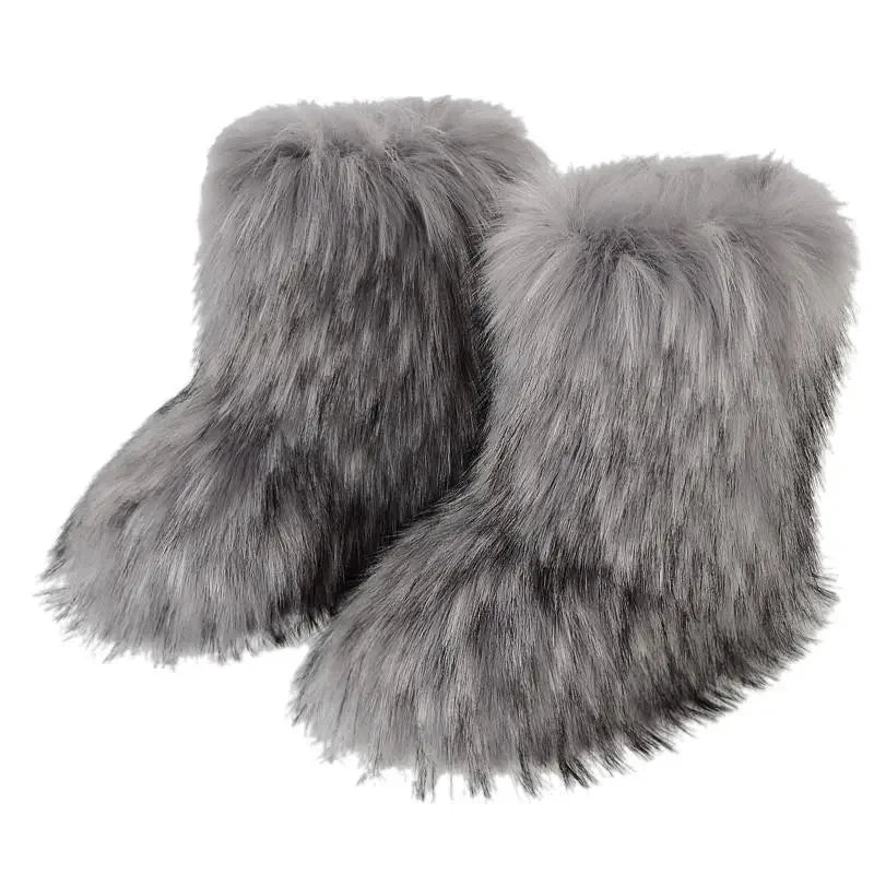 Manufacturer   Winter Shoe Women's Winter Fluffy Faux Fox Fur Boots Woman Plush Warm Snow Boots Luxury Footwear Girls' Furry Fur Bottes Fashion   boots