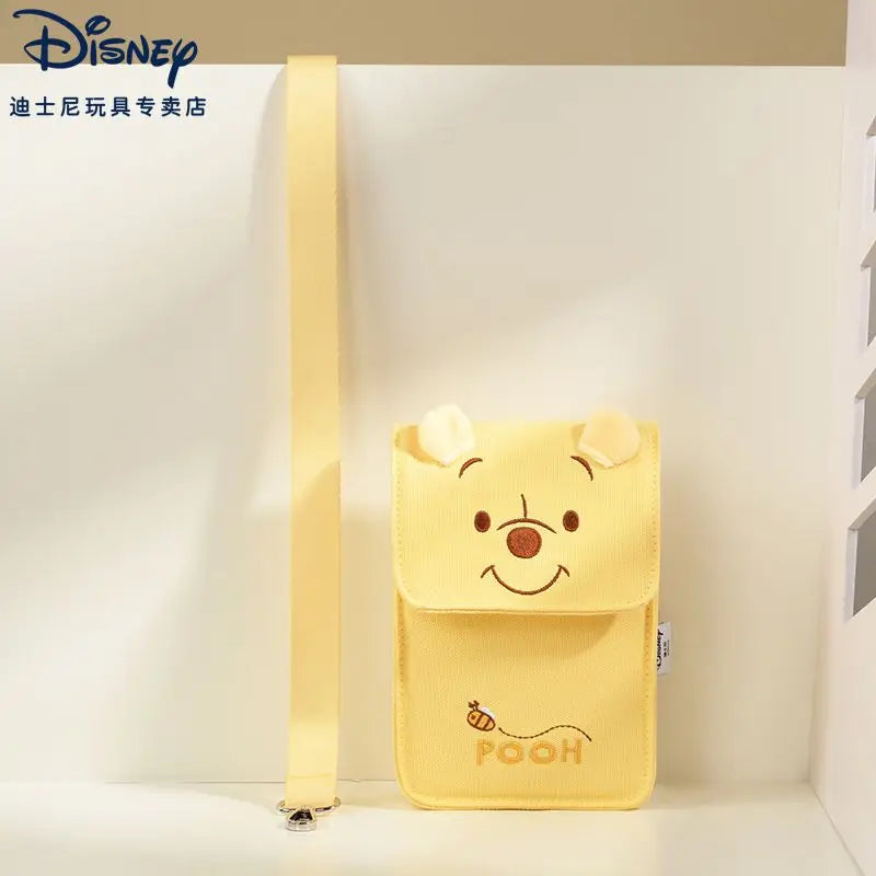 MINISO Disney Strawberry Bear Winnie Bear Printed Crossbody Bag for Women High Quality Canvas Multi functional Storage Phone Bag
