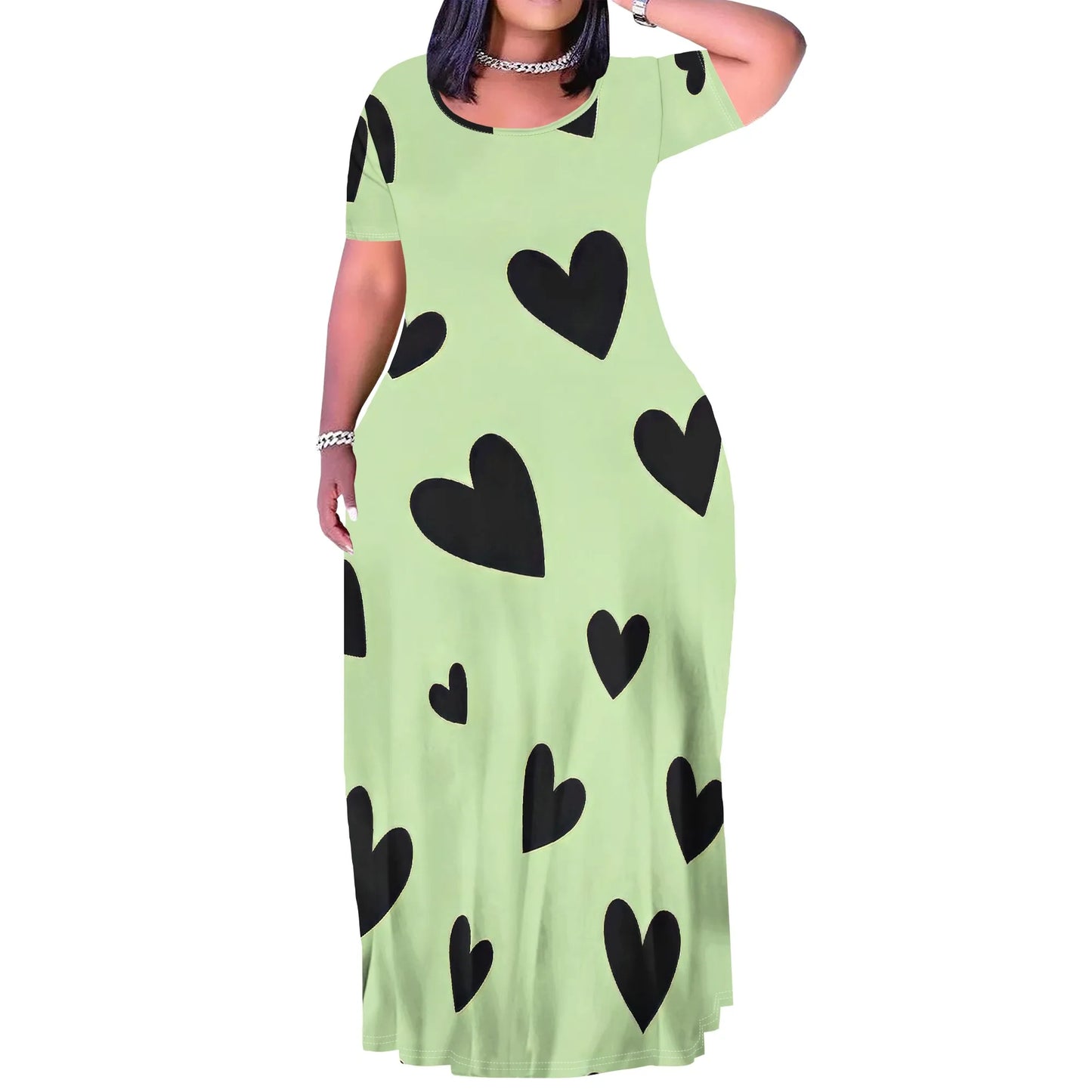 Summer Women's Casual Fashion Printed Boho Sleeveless Plus Size Loose Long Sexy Maxi Flutter Dress with Pockets