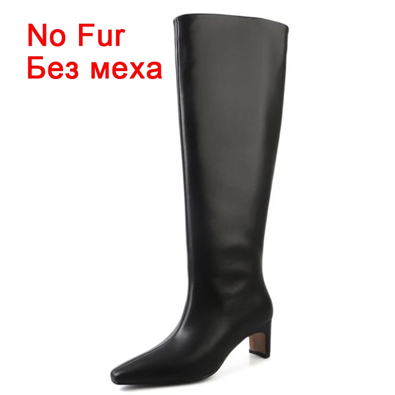 Manufacturer   JOZHAMTA Size 34-43 Women Real Leather Long Boots Fashion High Heels Shoes For Winter Boots Office Lady Daily Dress Shoes   boots