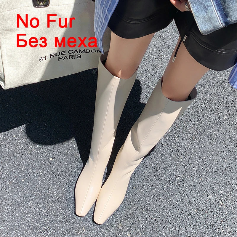 Manufacturer   JOZHAMTA Size 34-43 Women Real Leather Long Boots Fashion High Heels Shoes For Winter Boots Office Lady Daily Dress Shoes   boots