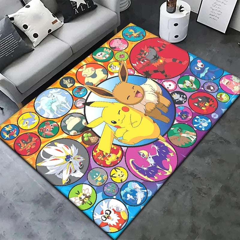 Pokemon Pikachu Cartoon Carpet Rug for Living Room Bedroom Decoration Picnic Camp Kitchen Carpet Crawling Carpet Decoration