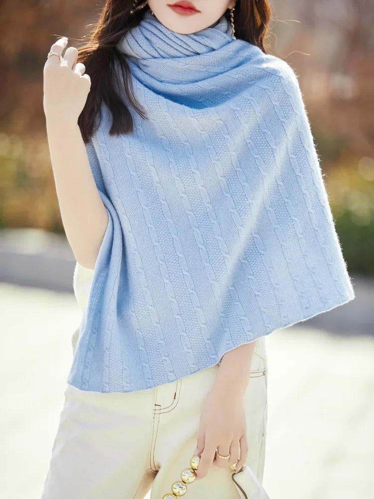Spring and Autumn Trend 100% Pure Wool Shawl Women's Coat Multi-Functional Scarf Wool Knitted Cardigan Super Versatile Sweater