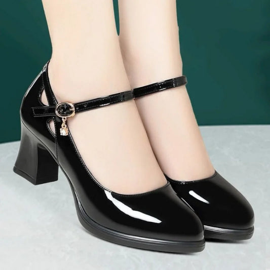 Manufacturer   Spring/Fall New Women's Black Professional Work Pumps - Platform Mid Heel Dress Shoes with Strap,Office Shoes for Mothers   Pumps