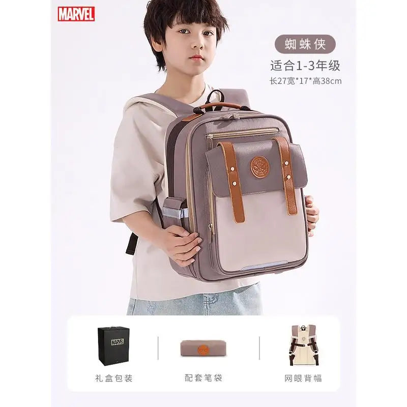 Disney New Boy School Bag Grade 1-4 Spider Man Captain America Primary Student Shoulder Orthopedic Backpack Kids Gifts Mochilas