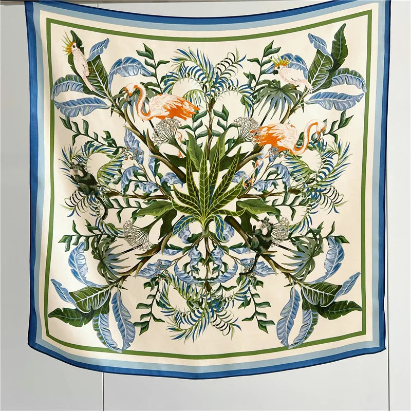 100% Natural Silk Scarf for Women Print Bufanda Mujer Real Silk Headscarf 65x65cm Bandanas Silk Scarves Square Neckscarf Wraps