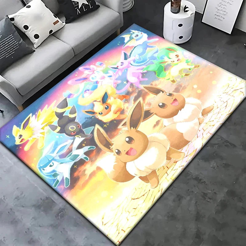 Pokemon Pikachu Cartoon Carpet Rug for Living Room Bedroom Decoration Picnic Camp Kitchen Carpet Crawling Carpet Decoration