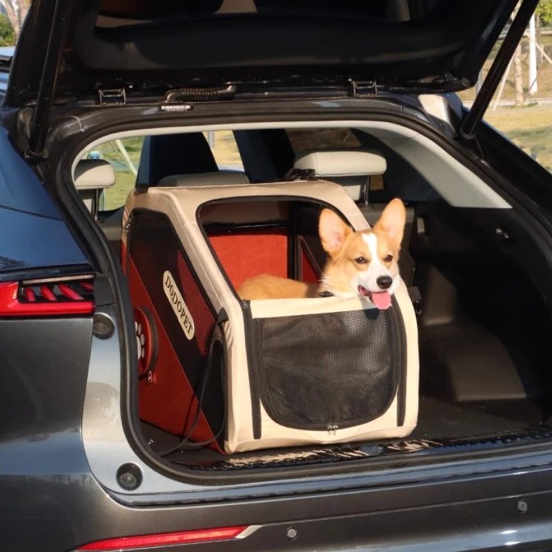 Foldable Car Pet Carrier Crash-Proof Travel Crate for Cats & Dogs Portable Backseat Kennel with Ventilation SUV Trunk Safe House cat toy dog toy