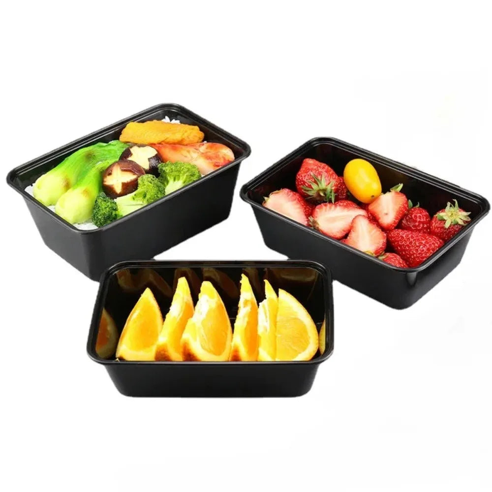 manufacturer  10PCS Plastic Disposable Food Containers Black Take out Containers With Lid for Salads Sandwiches Kitchen Fridge Storage Boxes   Kitchen gadgets