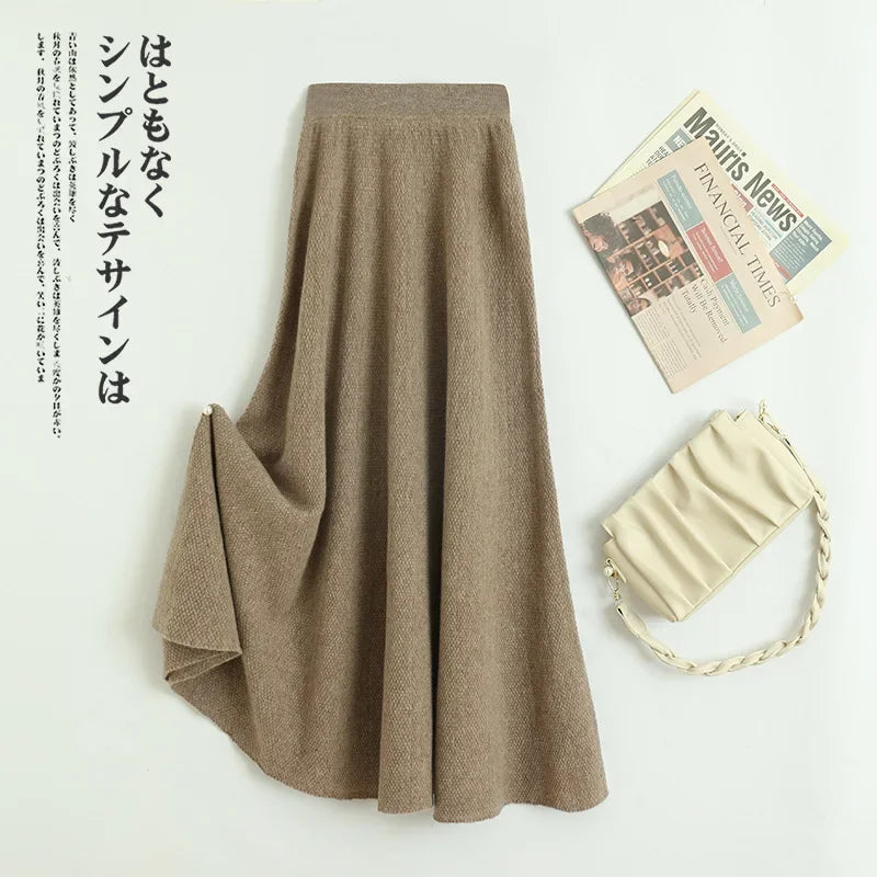 Plus Size Pure Wool Knitted High Waist Mini Skirt Women's Casual Style Autumn Winter New Fashion Korean Version Slimming Skirt  dress
