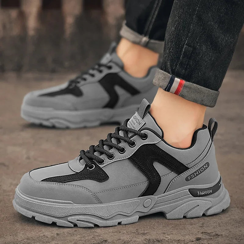 Manufacturer   Fipatbu Men's Spring Casual Shoes Wearproof Leather Luxury Sneakers Chelsea Tactical Denim Combat Comfortable Work Safety Shoes    Sneakers