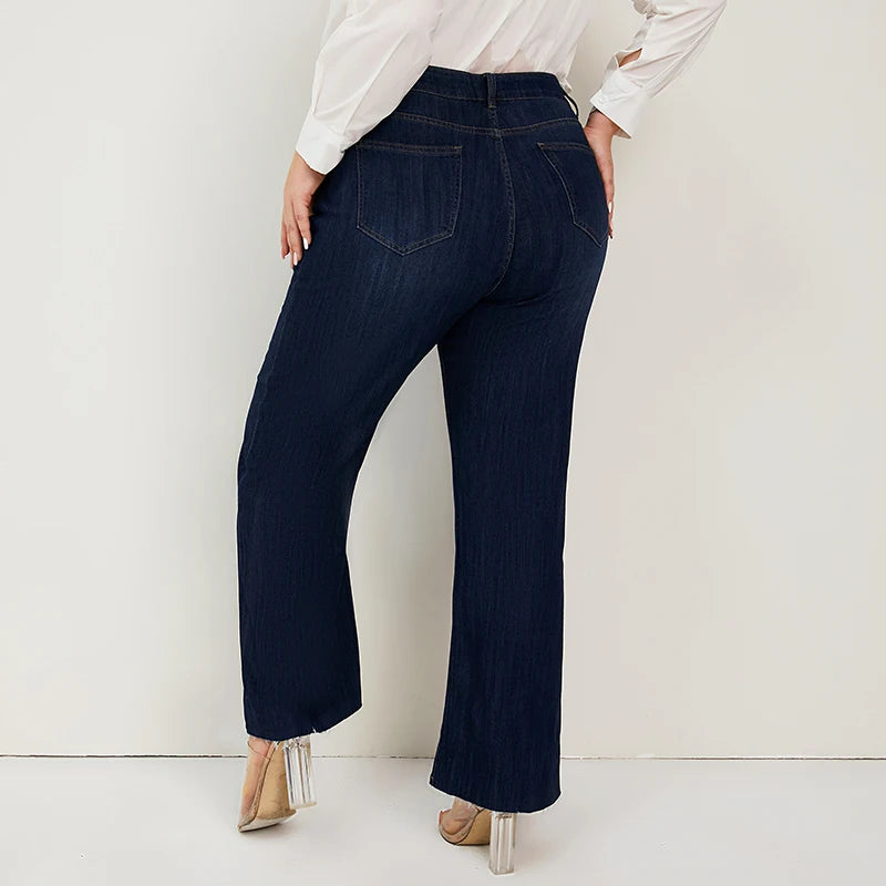 Women Wide Leg Jeans Plus Size Loose Denim Jeans for Summer 175 cms Tall Curve Lady Pant High Waist Washing Full Length Bottoms  pant