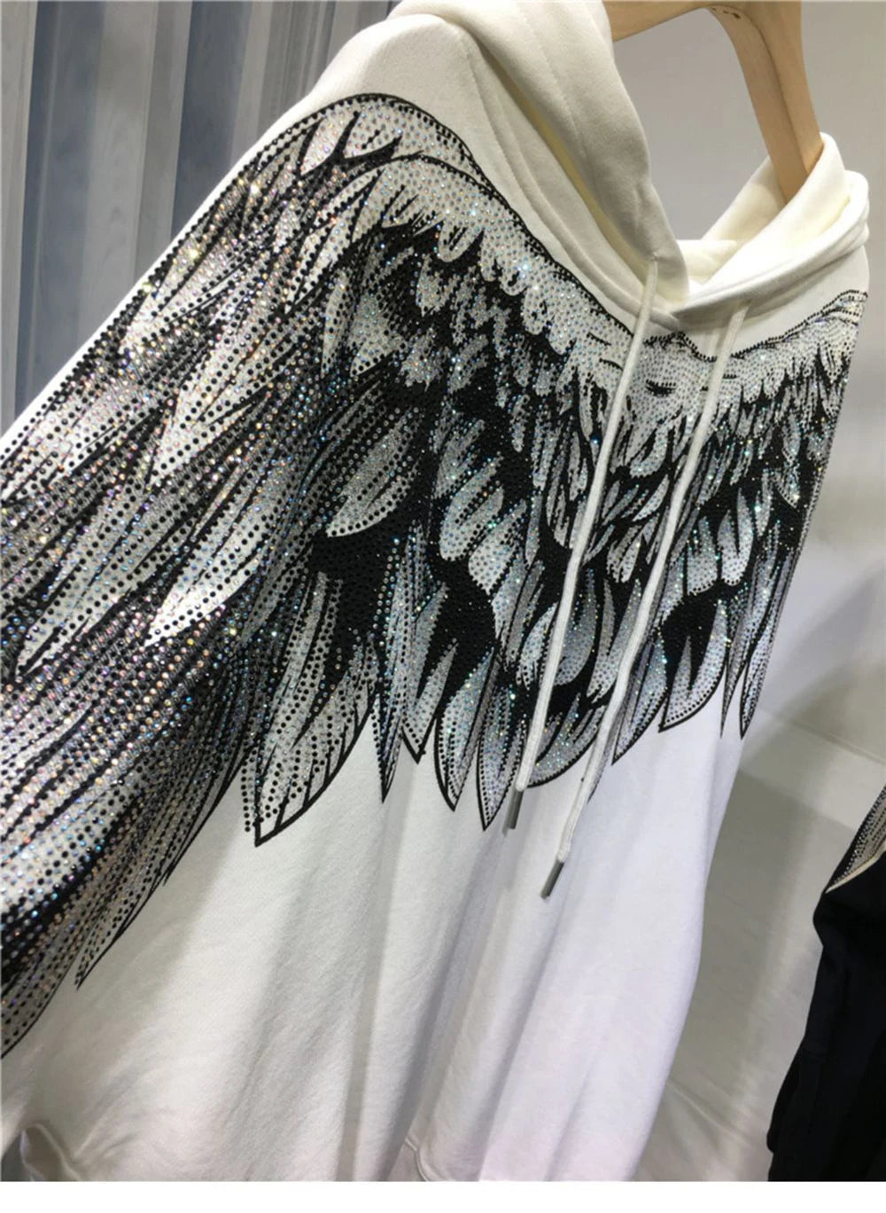 Loose Pullovers Top Plus Size Beading Wings Fashion Design Women Runway High Street Hoodies Casual  sweater