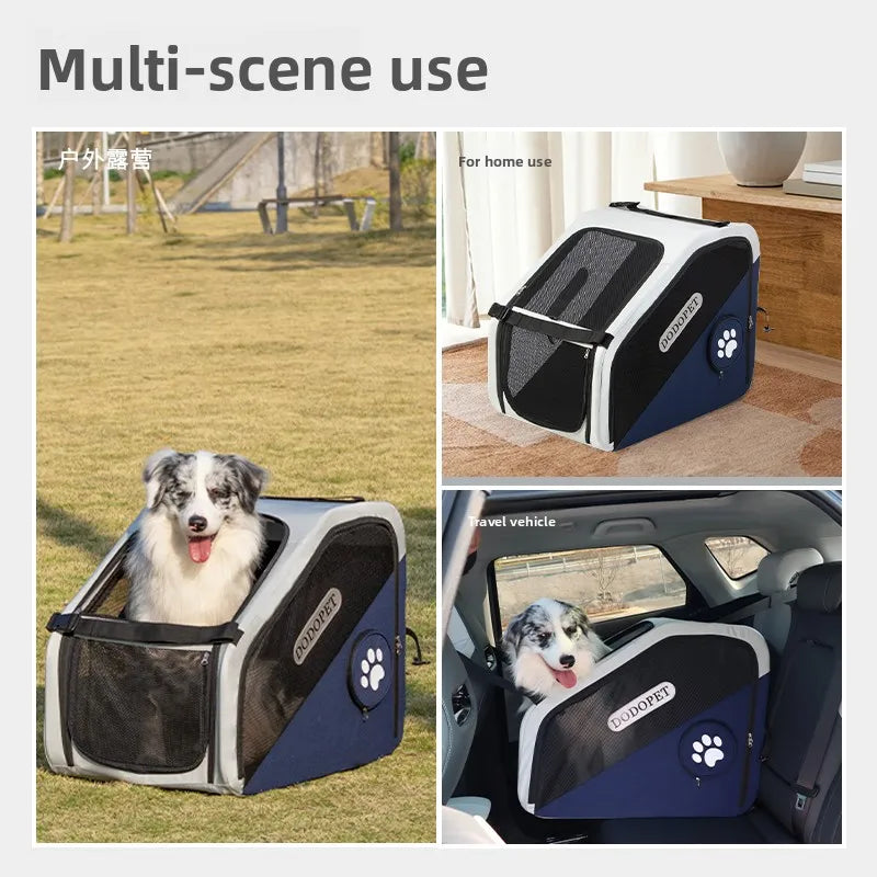 Foldable Car Pet Carrier Crash-Proof Travel Crate for Cats & Dogs Portable Backseat Kennel with Ventilation SUV Trunk Safe House cat toy dog toy