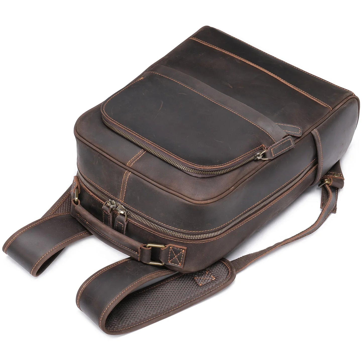 Fashionable Travel Men's Backpack Wild Horse Leather Double Shoulder Bag Simple Design Business Computer Bag Wholesale