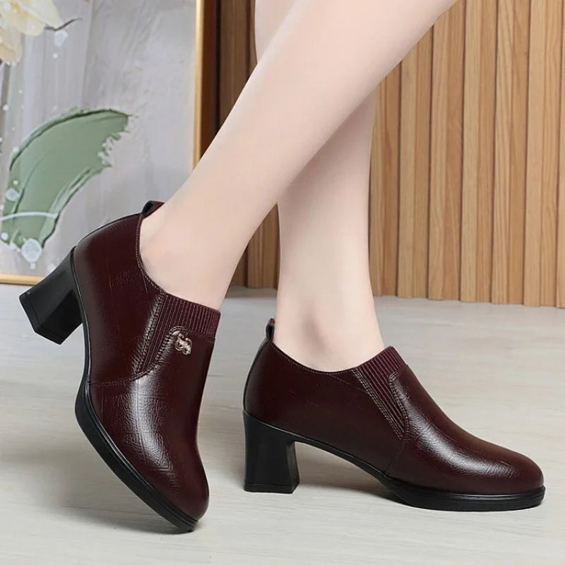 Manufacturer   Spring New Women’s Dress Shoes – PU Leather, Mid Heel with Elasticized Opening, Ideal for Office & Party, Comfortable Fit   Pumps