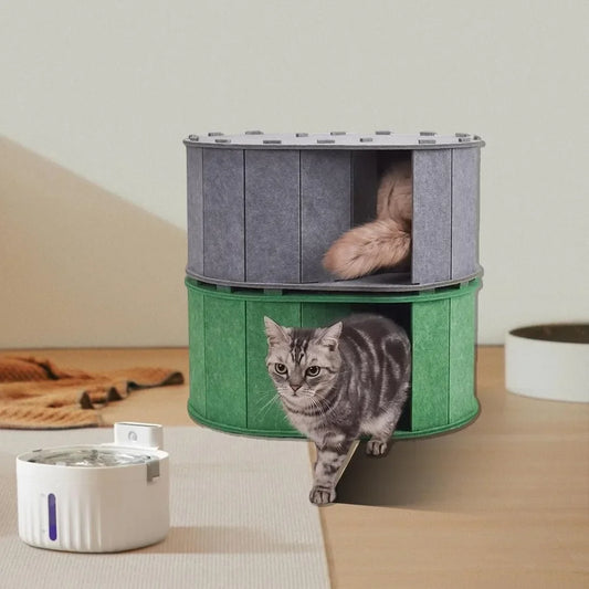 Cat Tunnel Bed for Indoor Cats - Peekaboo Cat Cave with S-Shaped Maze, Multi-Exit Felt Scratching Tunnel & Cozy Hideaway,  cat toy