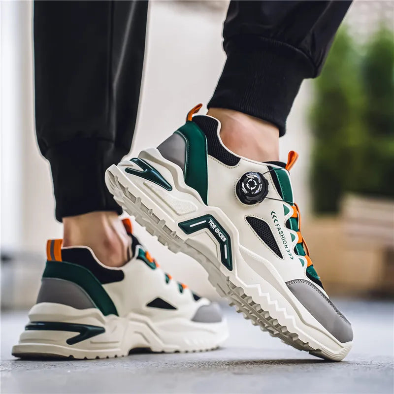 Manufacturer   Men's Korean rotating buckle fashion casual sports shoes four season soft soled non slip outdoor running shoes student sneakers    Sneakers