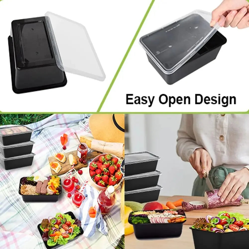 manufacturer  10PCS Plastic Disposable Food Containers Black Take out Containers With Lid for Salads Sandwiches Kitchen Fridge Storage Boxes   Kitchen gadgets
