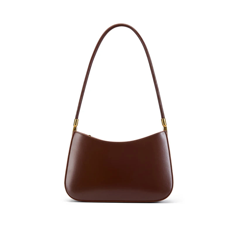 Toptrends Cowhide Genuine Leather Underarm Shoulder Bags For Women  Luxury Designer Long Handle Smooth Tote Ladies Handbags