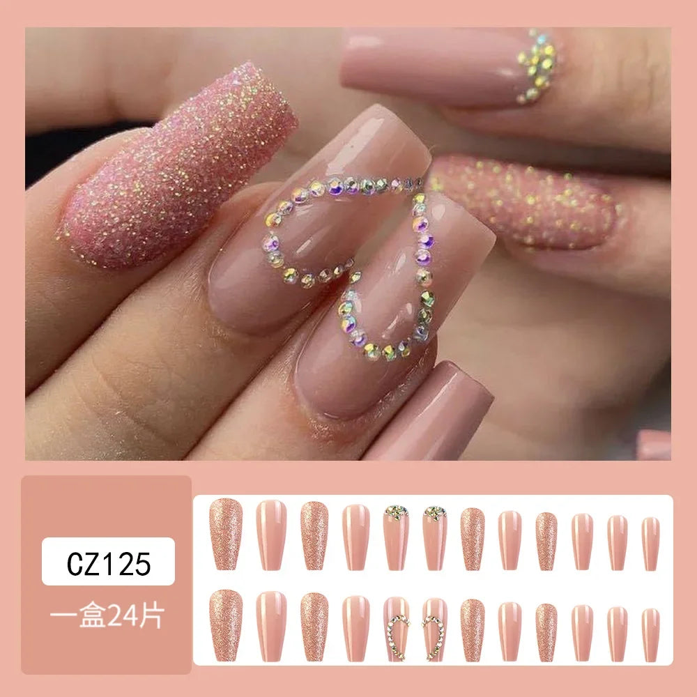24Pcs Halloween Black Ghost Long Ballet False Nails Wearable French Ballerina Fake Nails Press On Full Cover Manicure Nail Tips