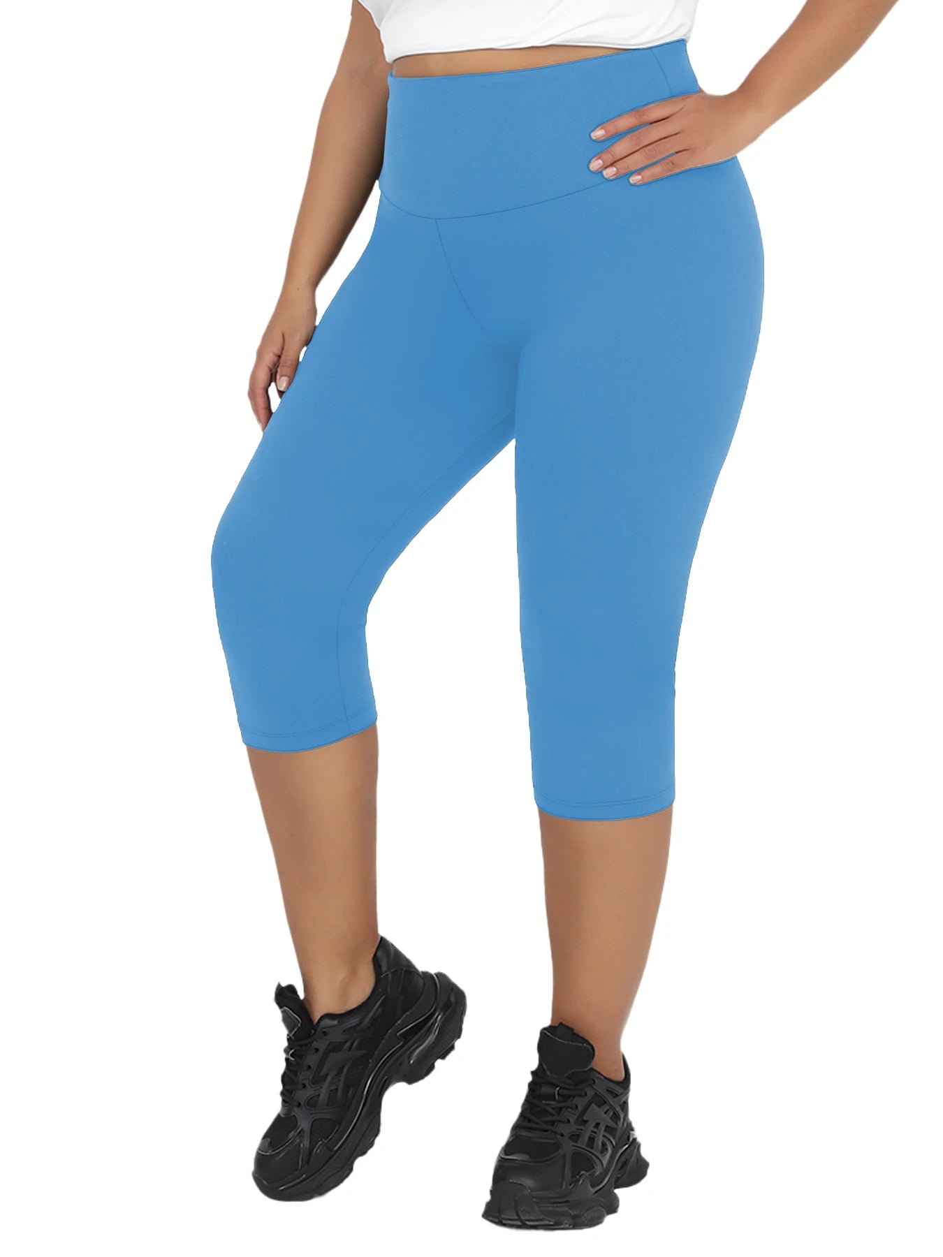 Plus Size Leggings for Women  Super soft High Waisted Tummy Control Yoga Capri Pants  No See Through Workout Running Leggings