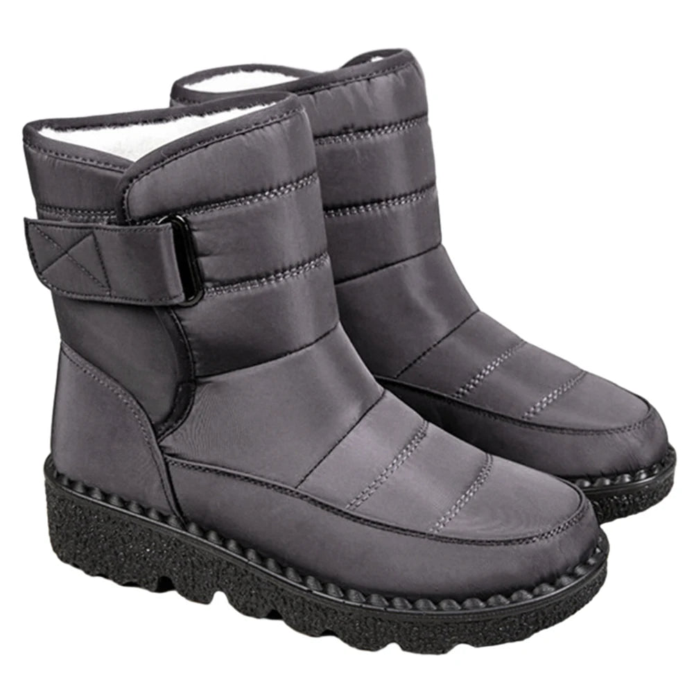 Manufacturer   Women Warm Plush Fur Boots Waterproof Ladies Winter Snow Boots with Hook&Loop Plush Lined Gifts for Mother Friends   boots