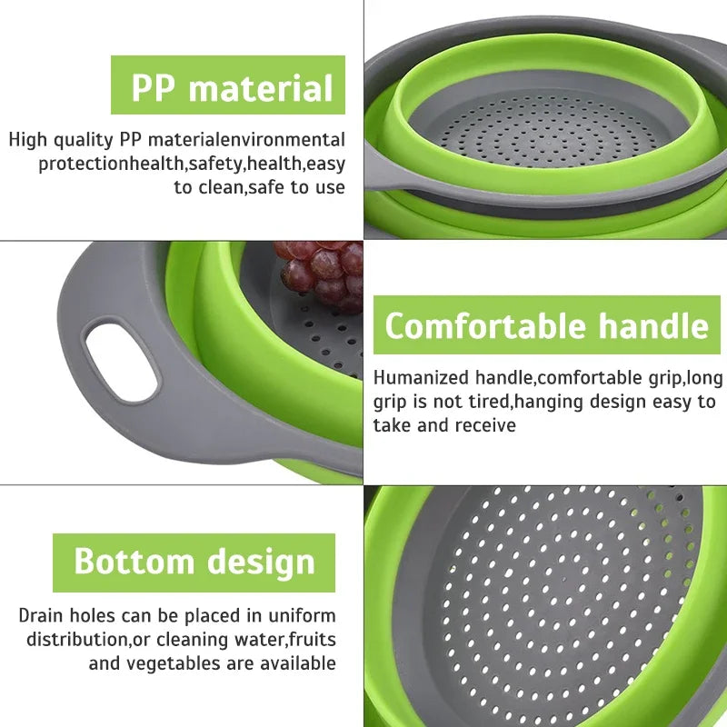 Manufacturer   Foldable Strainer Fruit Vegetable Washing Basket Colander Dish Drainer Silicon Colander Collapsible Drainer Kitchen Gadgets   kitchen gadgets