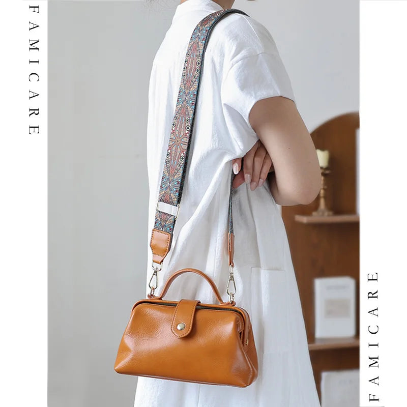 Hot sale Women Bag High Quality Waterproof Genuine Leather Messenger Lady Minimalist Doctor Handbag Girls Crossbody Shoulder Bag