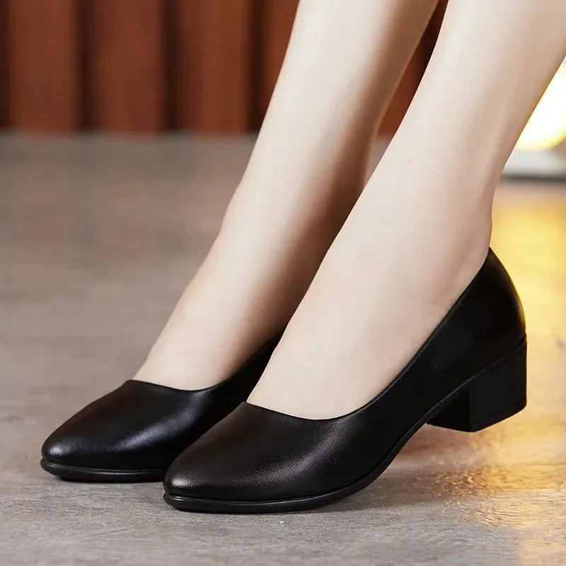 Manufacturer   zapatos de mujer women fashion sweet light weight spring & summer slip on high heel shoes for office career soft work pumps a407   Pumps