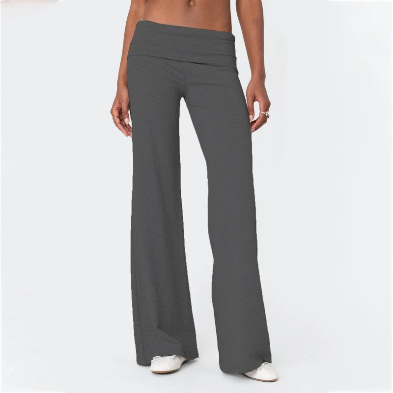 Casual Wide Leg Sweatpants for Women Fold Over Low Rise Flare Yoga Lounge Pants Back to School Clothes for Teen Girls Outfits  pant
