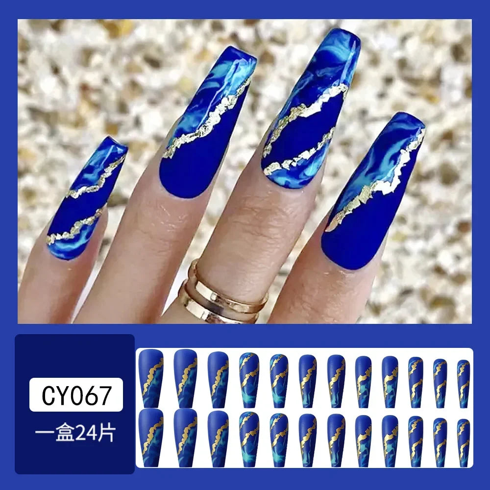 24Pcs Halloween Black Ghost Long Ballet False Nails Wearable French Ballerina Fake Nails Press On Full Cover Manicure Nail Tips