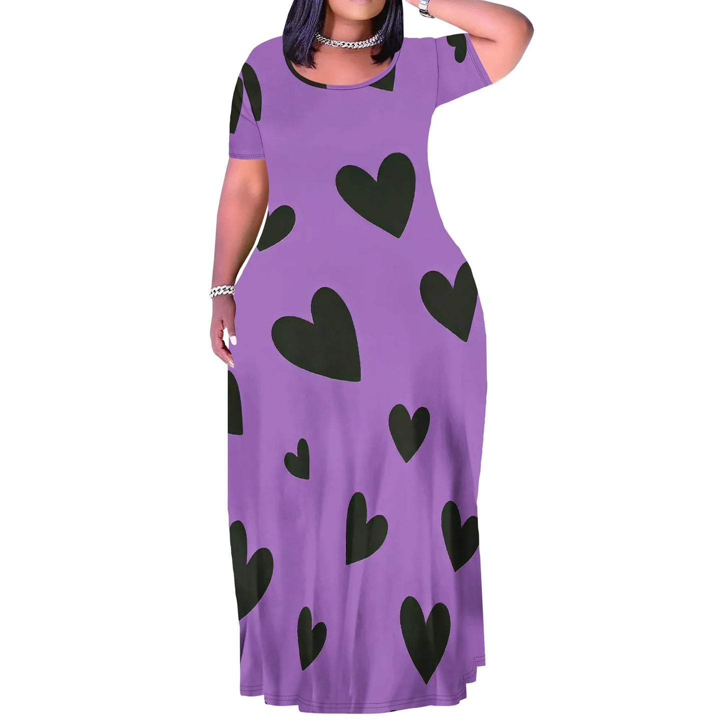 Summer Women's Casual Fashion Printed Boho Sleeveless Plus Size Loose Long Sexy Maxi Flutter Dress with Pockets