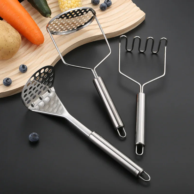 Manufacturer   Stainless Steel Potato Masher Manual Fruit Vegetable Pressure Mud Machine Kitchen Children Food Crusher Complementary Gadget   kitchen gadgets