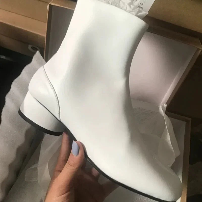 Manufacturer   Boots Fashion Round Chunky High Heel Ankle Boots For Women Autumn Winter Split Toe Shoes   boots