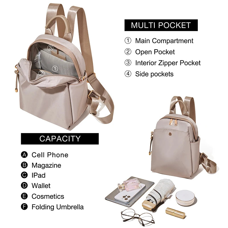 FOXER Small Lady Preppy Style Backpack Girl's High capacity Handbag Casual Fabric School Bag Women's Fashion Travel Shoulder Bag