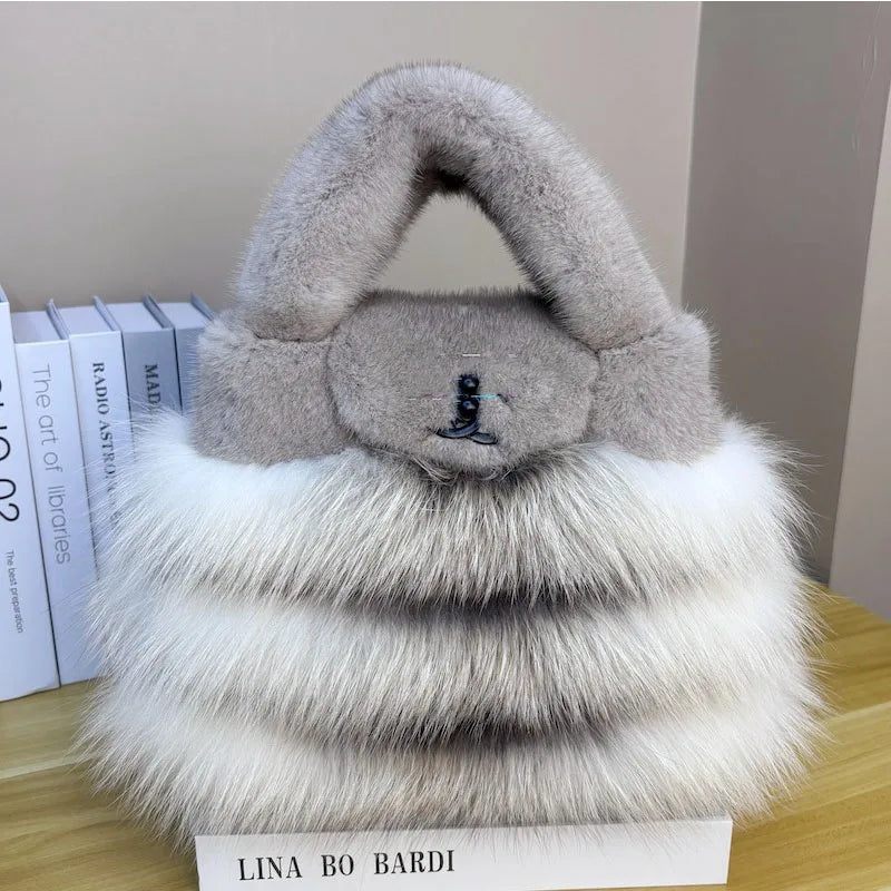 Pure Imported Mink  Y2K Fashion Desgner Crossbody Bag Luxury Handbag ling Women's Bag Real Fur Sod Bag Mink Bag Mobile